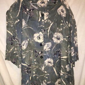 SKIRT & BLOUSE SIZE 24 PLUS FLORAL GREEN GRAY NICE